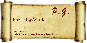 Paki Györk névjegykártya